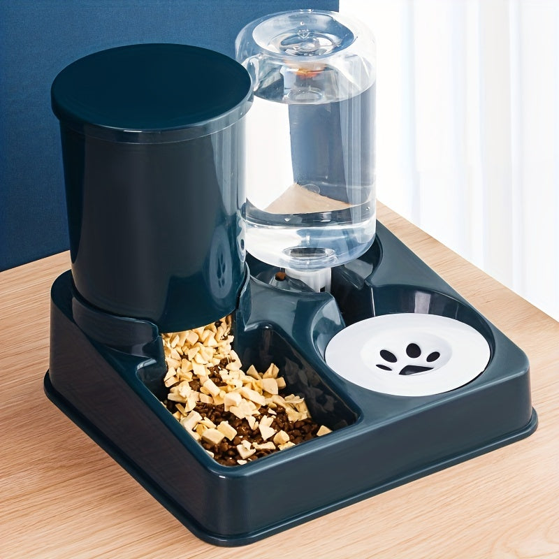 Dual Bowl Automatic Cat Feeder with Water Dispenser - Modern Pet Feeding Station for Cats and Small Dogs, Hygienic Design, Convenient Food and Water Dispensing, Ergonomic and Stylish Home Decor, Dog Food Bowl | Sleek Pet Feed
