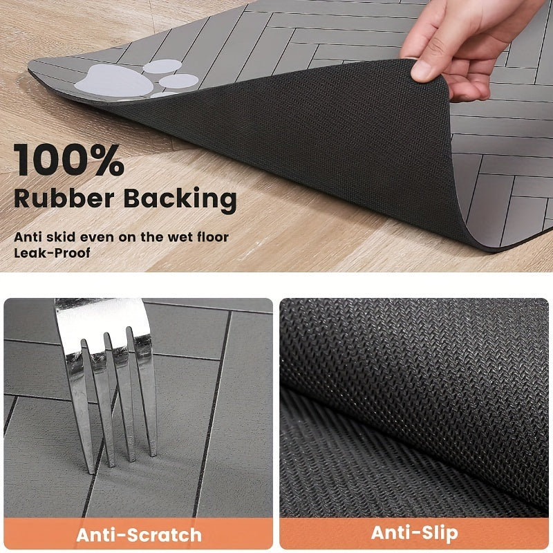 1pc Large Waterproof Absorbent Dog Food Mat, Non-slip Durable Pet Food Mat, S 13.78inx19.69in, M 17.75inx23.62in, Suitable For Medium And Large Dogs