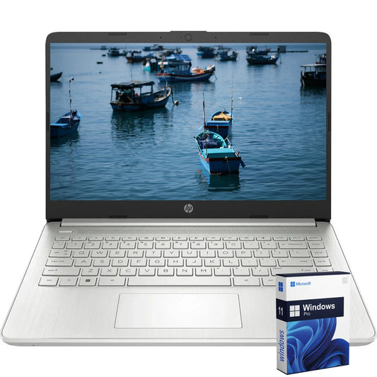 HP Newest 14" Business Laptop,Intel Celeron N4120,Up to16GB RAM,384GB Storage(128GB eMMC+256GB Micro SD),1Year Office 365,Silver