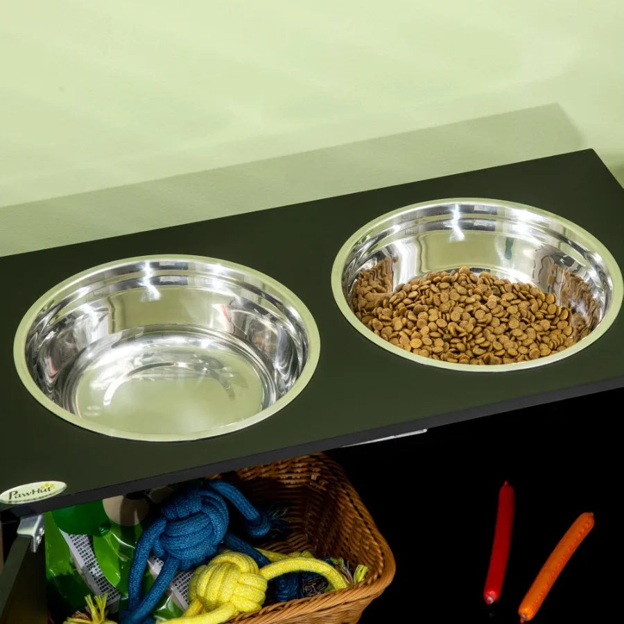 MagneticDoor Dog Food Storage Cabinet Dog Feeding Station Black