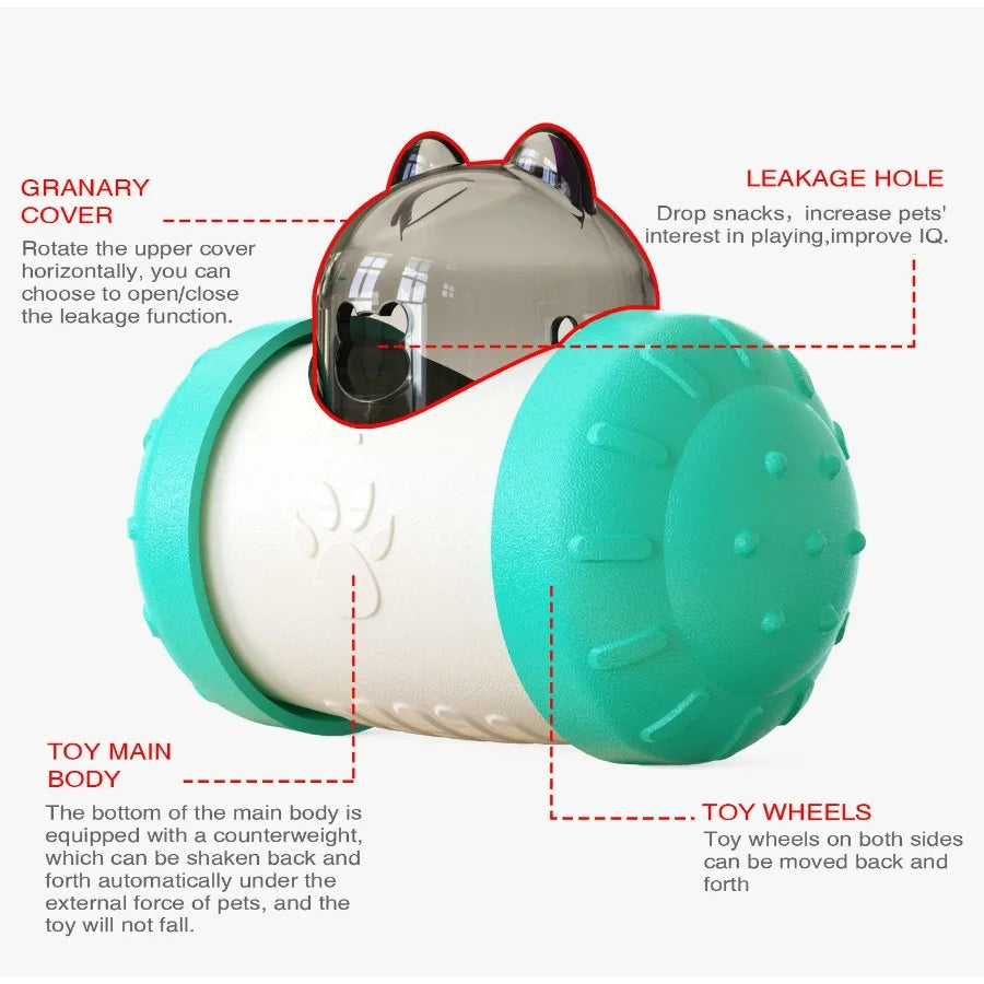 Portable Pet Chew Toy Tumbler Puzzle Slow Food Leakage Ball Cat Dog Food Dispenser Slow Feeder Pet Food Snack Leakage Toy