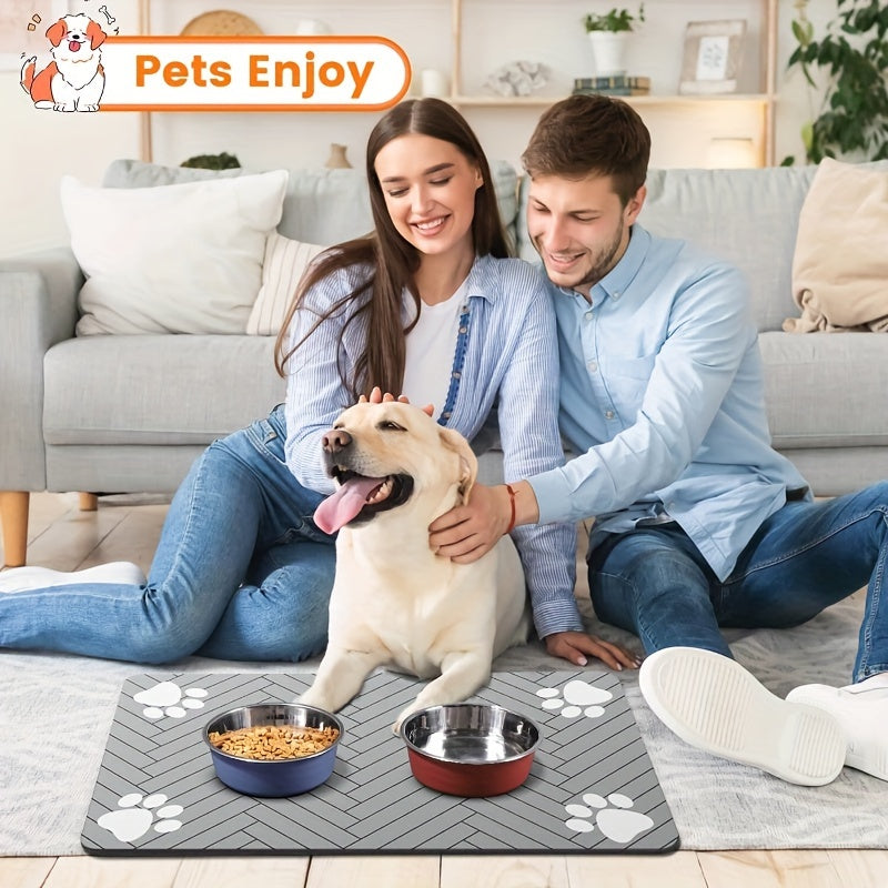 1pc Large Waterproof Absorbent Dog Food Mat, Non-slip Durable Pet Food Mat, S 13.78inx19.69in, M 17.75inx23.62in, Suitable For Medium And Large Dogs